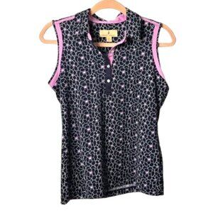 Sport Haley Navy and Lilac Floral Top. Size Small